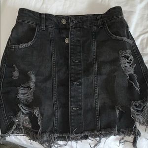 Free People Black Denim Skirt